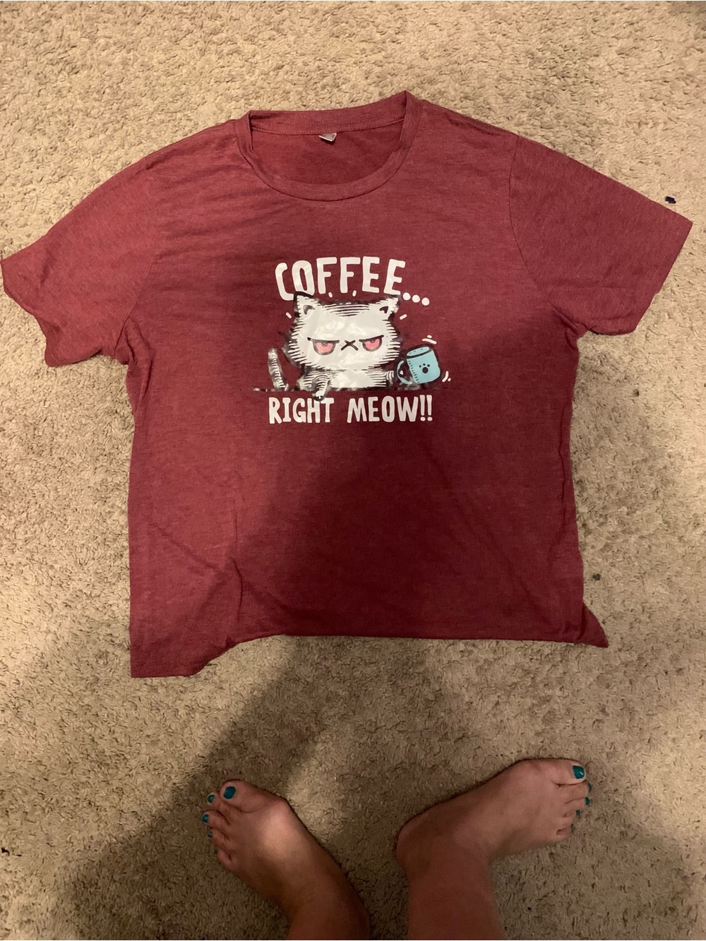 Women’s Red Graphic Tee - Coffee Right Meow